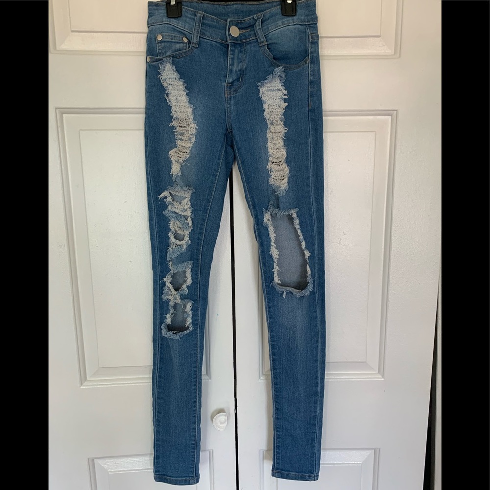 Light Medium Wash Distressed Jeans